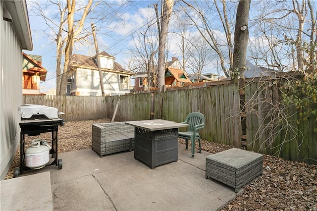 915 E 29th St, Kansas City, MO 64109 - view of patio / terrace with a fenced backyard and grilling area