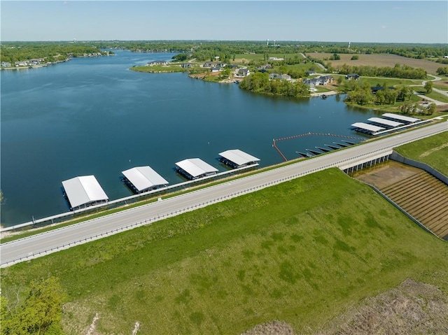 aerial view of a nearby body of water