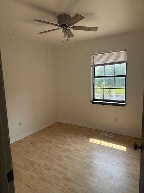 7037 N Holmes St, Gladstone, MO 64118 - unfurnished room with light wood finished floors, baseboards, and a ceiling fan