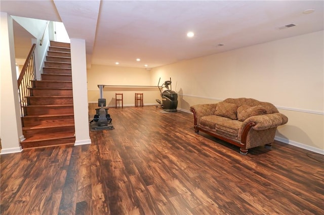 2218 Condolea Ter, Leawood, KS 66209 - living area with wood finished floors, baseboards, stairs, and recessed lighting