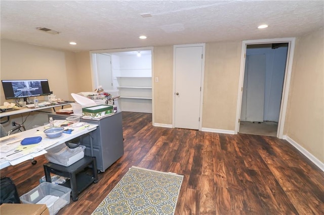 2218 Condolea Ter, Leawood, KS 66209 - office space with wood finished floors, a textured ceiling, baseboards, and recessed lighting