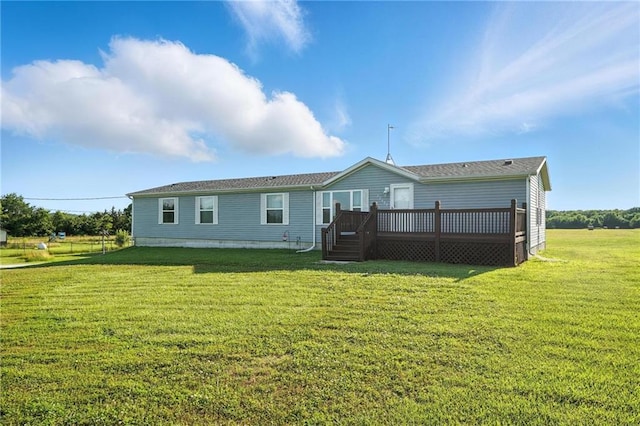 39460 Indianapolis Rd, Lane, KS 66042 - rear view of property with a wooden deck and a yard