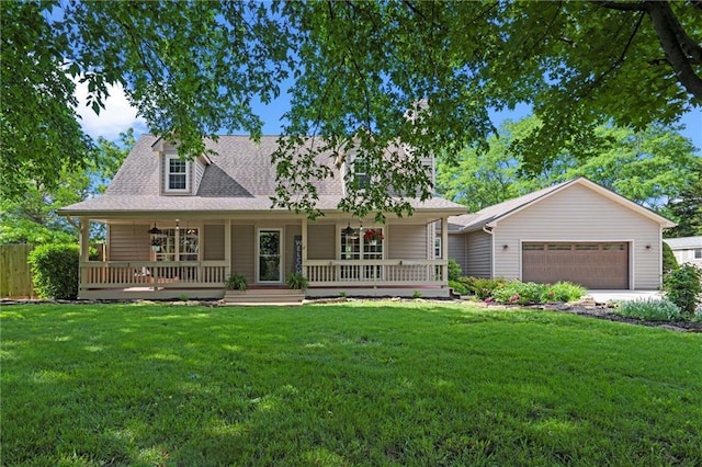 21815 W 73rd Ter, Shawnee, KS 66218 - cape cod house featuring an attached garage, a porch, and roof with shingles
