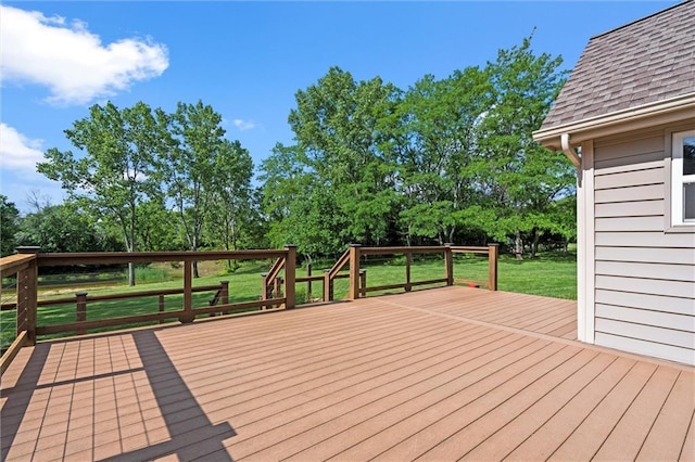 21815 W 73rd Ter, Shawnee, KS 66218 - wooden terrace with a lawn and view of scattered trees