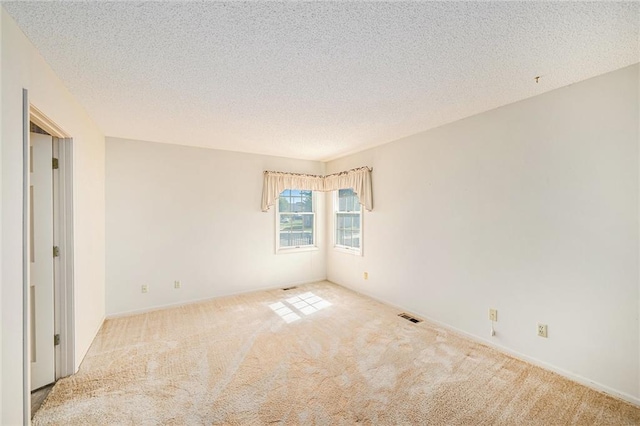 spare room with carpet and a textured ceiling