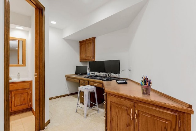7711 N Montgall Ave, Kansas City, MO 64119 - office space featuring baseboards, light carpet, and recessed lighting