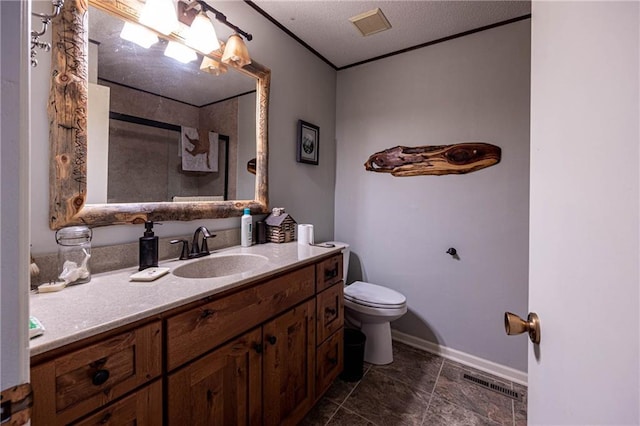 537 NE State Route 13th Hwy, Warrensburg, MO 64093 - full bath with toilet, vanity, baseboards, a textured ceiling, and a shower