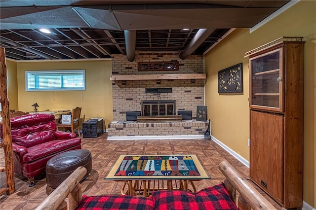 537 NE State Route 13th Hwy, Warrensburg, MO 64093 - living room with a brick fireplace and baseboards