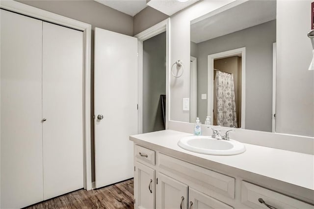 5516 66th Ter, Kansas City, MO 64151 - bathroom featuring vanity and wood finished floors