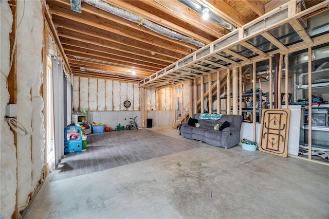 view of unfinished basement