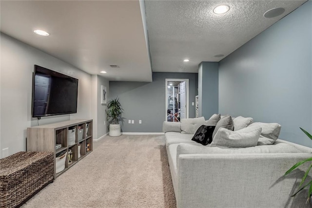 1849 W Cedar St, Olathe, KS 66061 - living area featuring carpet, recessed lighting, and a textured ceiling