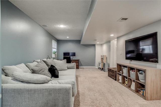 1849 W Cedar St, Olathe, KS 66061 - living area featuring carpet, recessed lighting, and a textured ceiling