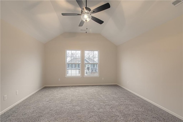 6106 NE 118th St, Kansas City, MO 64156 - unfurnished room featuring ceiling fan, carpet, lofted ceiling, and baseboards