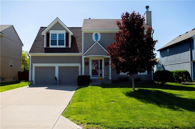 16366 S Hunter St, Olathe, KS 66062 - view of front of home with a front yard, concrete driveway, a shingled roof, and an attached garage