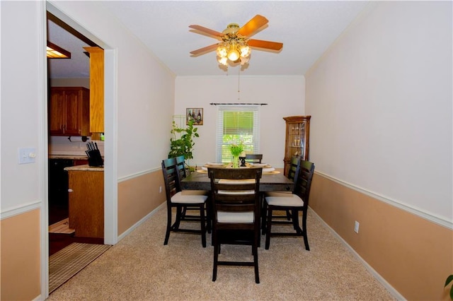 16366 S Hunter St, Olathe, KS 66062 - dining space with a ceiling fan, light carpet, and baseboards