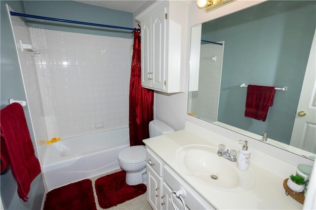 16366 S Hunter St, Olathe, KS 66062 - bathroom featuring toilet, shower / tub combo, and vanity