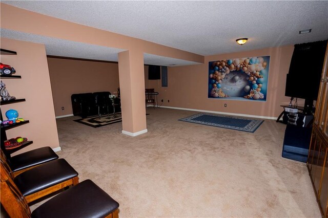16366 S Hunter St, Olathe, KS 66062 - game room with carpet, a textured ceiling, and baseboards