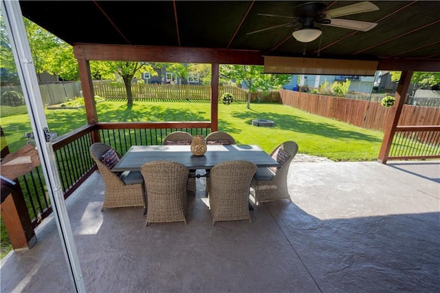 16366 S Hunter St, Olathe, KS 66062 - view of patio with a ceiling fan and outdoor dining space