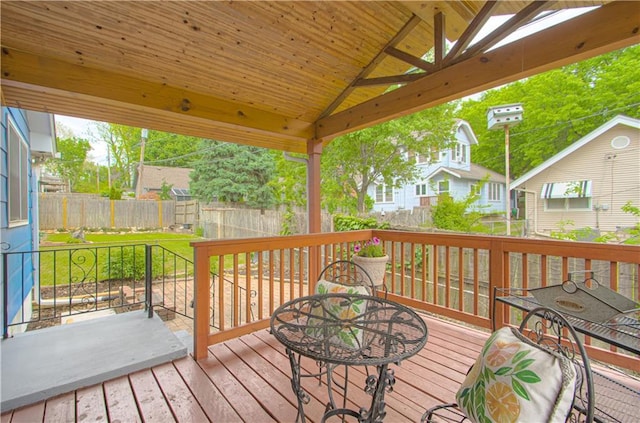 4547 Wyoming St, Kansas City, MO 64111 - deck featuring outdoor dining space, a fenced backyard, and a residential view