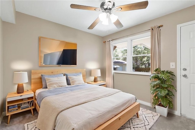 522 E Fair Ave, Independence, MO 64055 - bedroom featuring light colored carpet, baseboards, and ceiling fan