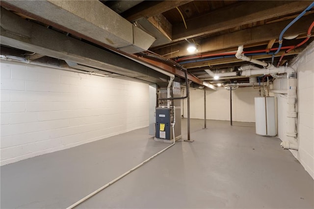 522 E Fair Ave, Independence, MO 64055 - unfinished below grade area with water heater, heating unit, and concrete block wall