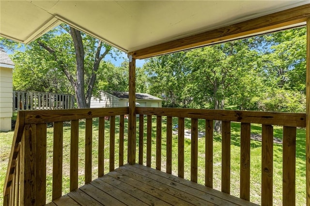 522 E Fair Ave, Independence, MO 64055 - wooden terrace featuring a yard
