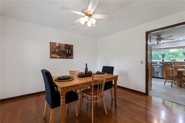 16280 Nall Ave, Stilwell, KS 66085 - dining area featuring ceiling fan and hardwood / wood-style flooring