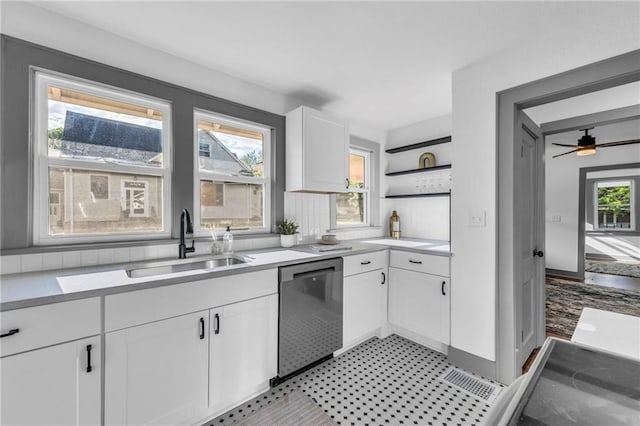 1508 SW Smith St, Blue Springs, MO 64015 - kitchen featuring dishwasher, a sink, white cabinetry, and light countertops