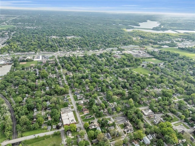 1508 SW Smith St, Blue Springs, MO 64015 - aerial overview of property's location with a nearby body of water