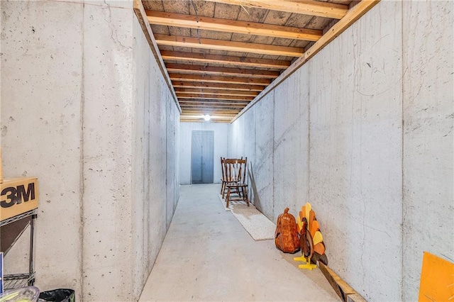 view of unfinished basement
