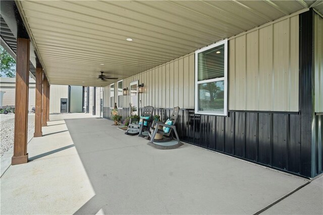 view of patio / terrace featuring ceiling fan