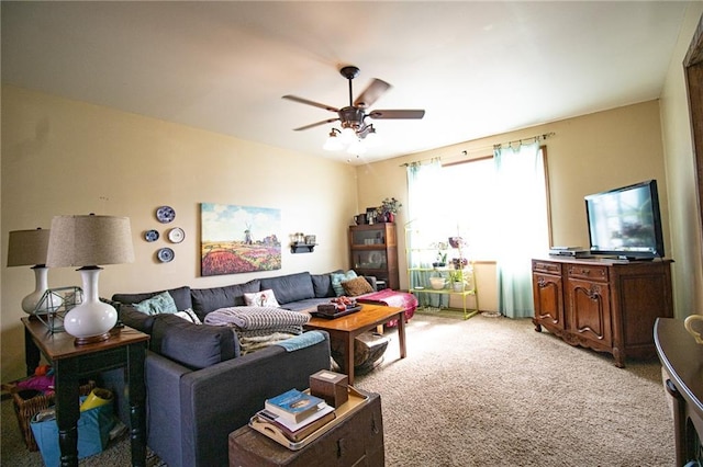 10875 SE 54th Hwy, Collins, MO 64738 - living area with light colored carpet and a ceiling fan