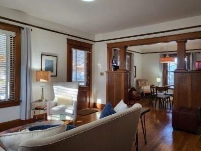living area featuring wood finished floors