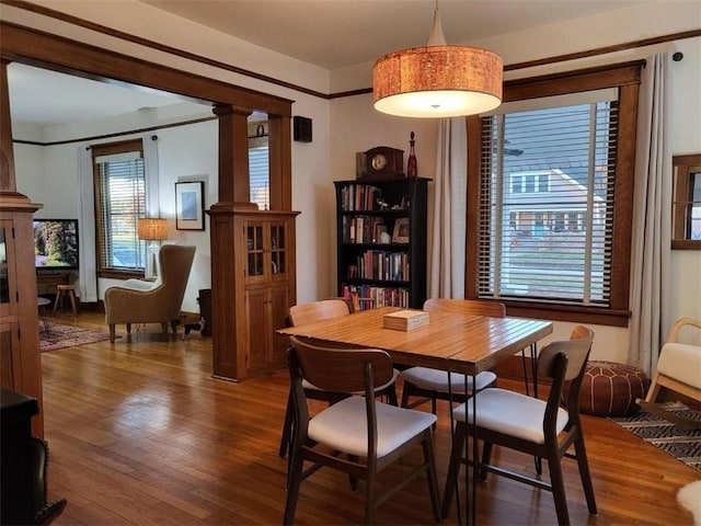 dining area featuring wood finished floors