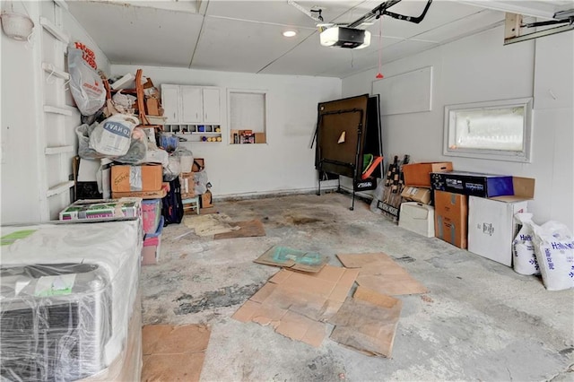 garage with a garage door opener