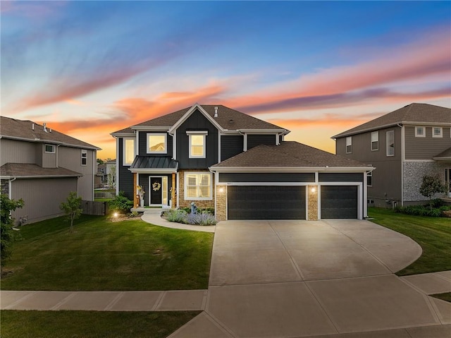 18873 W 168th Ter, Olathe, KS 66062 - view of front of house with a garage, a front lawn, and driveway