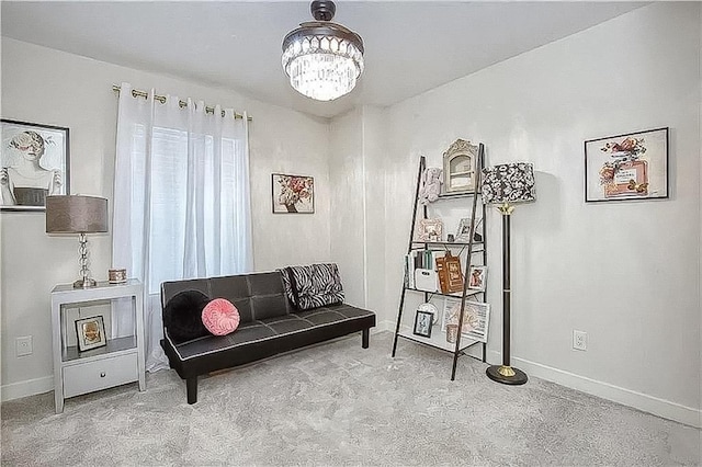 18873 W 168th Ter, Olathe, KS 66062 - sitting room featuring baseboards and a chandelier
