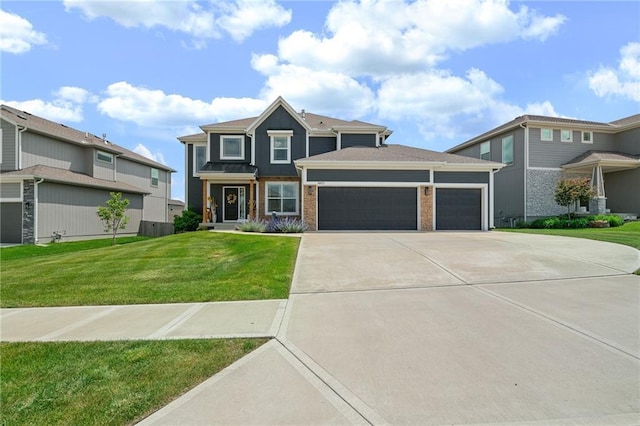 18873 W 168th Ter, Olathe, KS 66062 - view of front of house featuring an attached garage, concrete driveway, a front yard, and brick siding