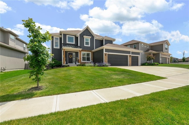 18873 W 168th Ter, Olathe, KS 66062 - view of front of property featuring an attached garage, board and batten siding, concrete driveway, and a front yard