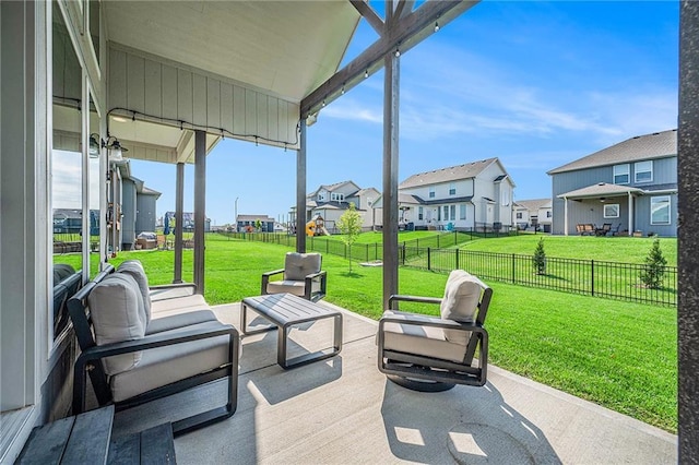 1309 NW 107th Ter, Kansas City, MO 64155 - view of patio / terrace featuring a residential view and an outdoor living space