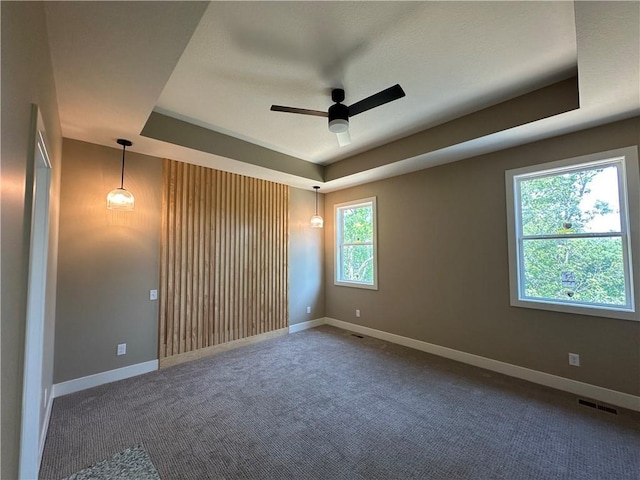 202 E Maple St, Lone Jack, MO 64070 - carpeted spare room featuring a raised ceiling and ceiling fan