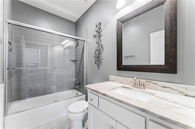 31560 W 85th St, De Soto, KS 66018 - full bath with toilet, vanity, and bath / shower combo with glass door