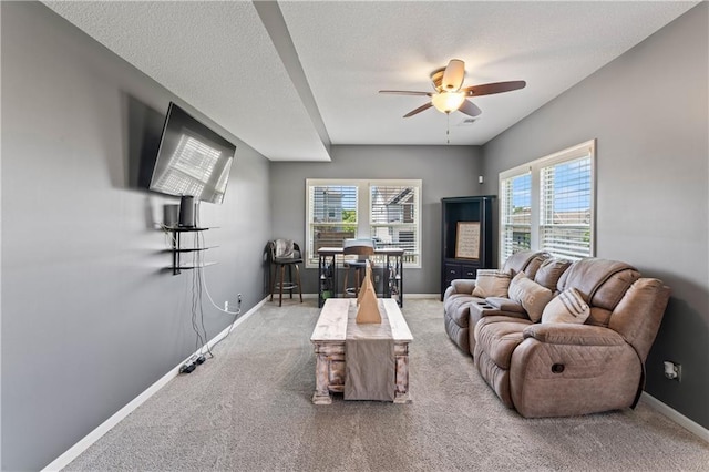 31560 W 85th St, De Soto, KS 66018 - living area featuring ceiling fan, light carpet, and baseboards