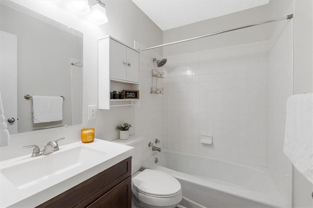 full bath with toilet, washtub / shower combination, and vanity