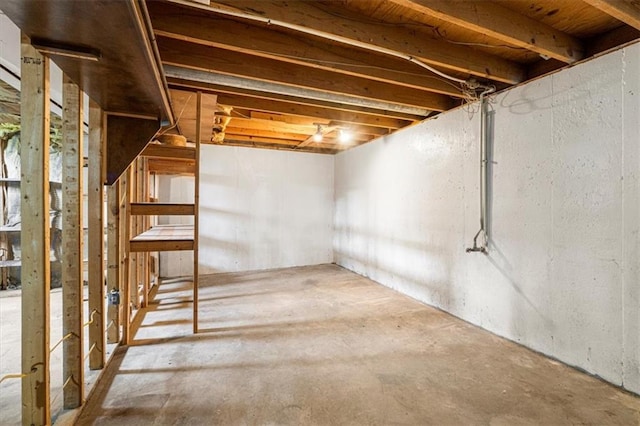 view of unfinished below grade area
