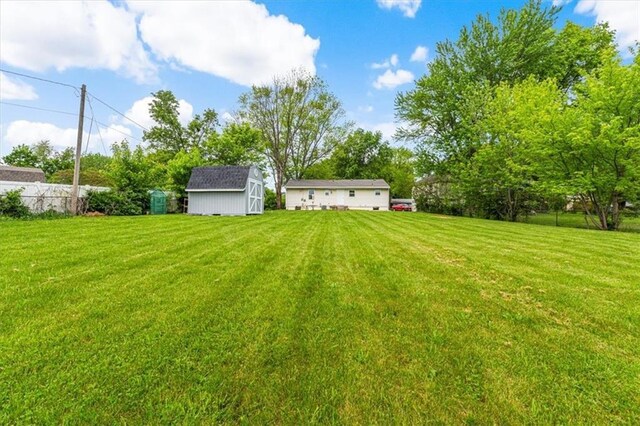 view of yard featuring a shed and an outdoor structure