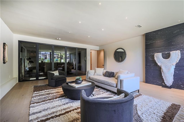 living area featuring wood finished floors