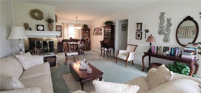 4006 W 63rd St, Prairie Village, KS 66208 - living area with a chandelier and carpet flooring