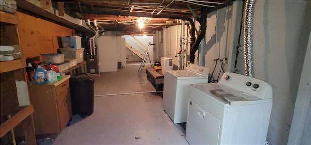 4006 W 63rd St, Prairie Village, KS 66208 - unfinished basement with washing machine and dryer and stairway