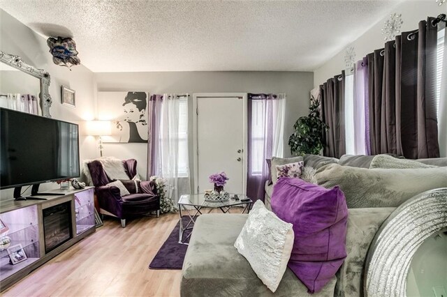 2713-2715 Benton Blvd, Kansas City, MO 64128 - living room featuring a textured ceiling and light wood-type flooring